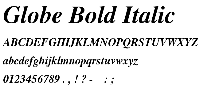 Globe Bold Italic police